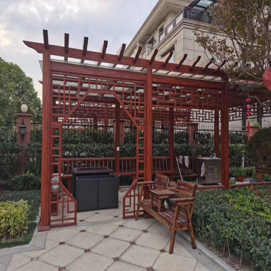 北京别墅铝艺凉亭安装施工 防腐耐用 落地样式 可定制颜色 铝合金材质