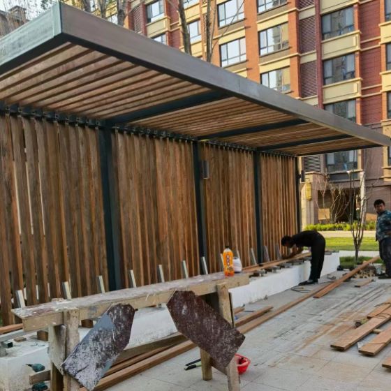 北京厂家批发新中式凉亭供应铝合金花架凉亭庭院简约长廊架加工设计
